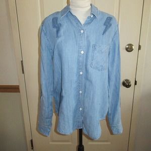 Rails Blue Denim Blouse with Lightning Detail